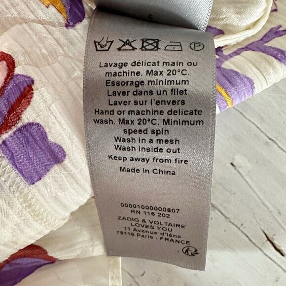 Zadig & Voltaire Rivage Jac Cut Flowers Silk-Blend Dress Size XS - Picture 5 of 14